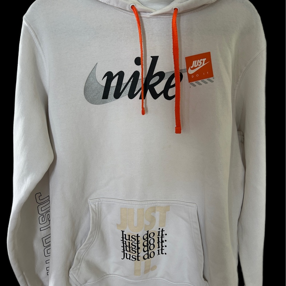 Nike White Sweater with Orange Details